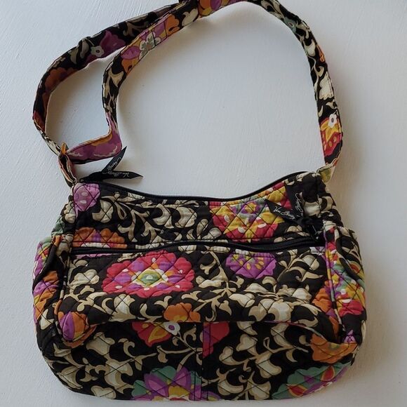 VERA BRADLEY SUZANI FLORAL QUILTED CROSSBODY BAG BLACK PINK BEIGE TAN PURPLE - Picture 2 of 11